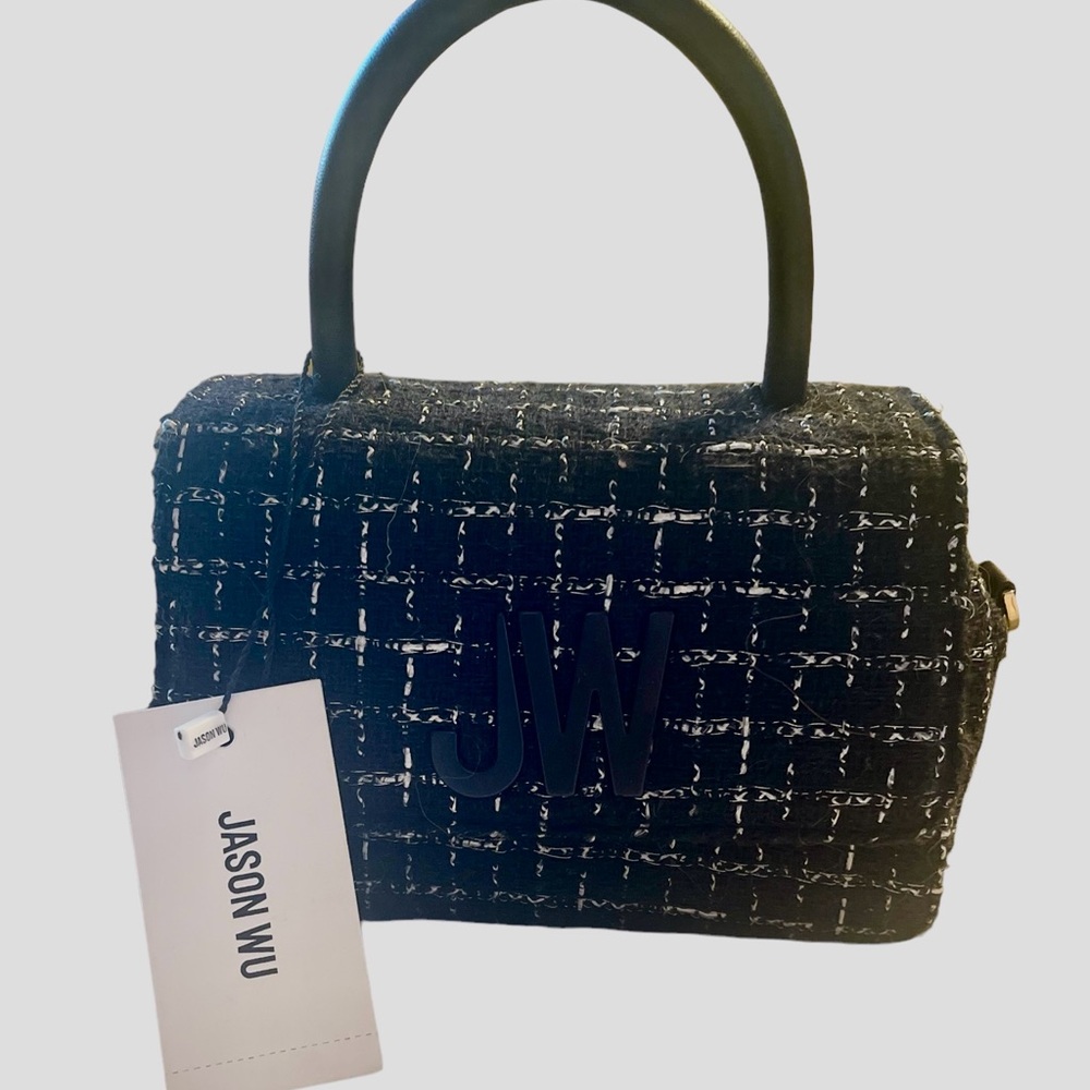 Jason Wu Mini Black Tweed Crossbody Top Handle Bag Brand New - Picture 1 of 10